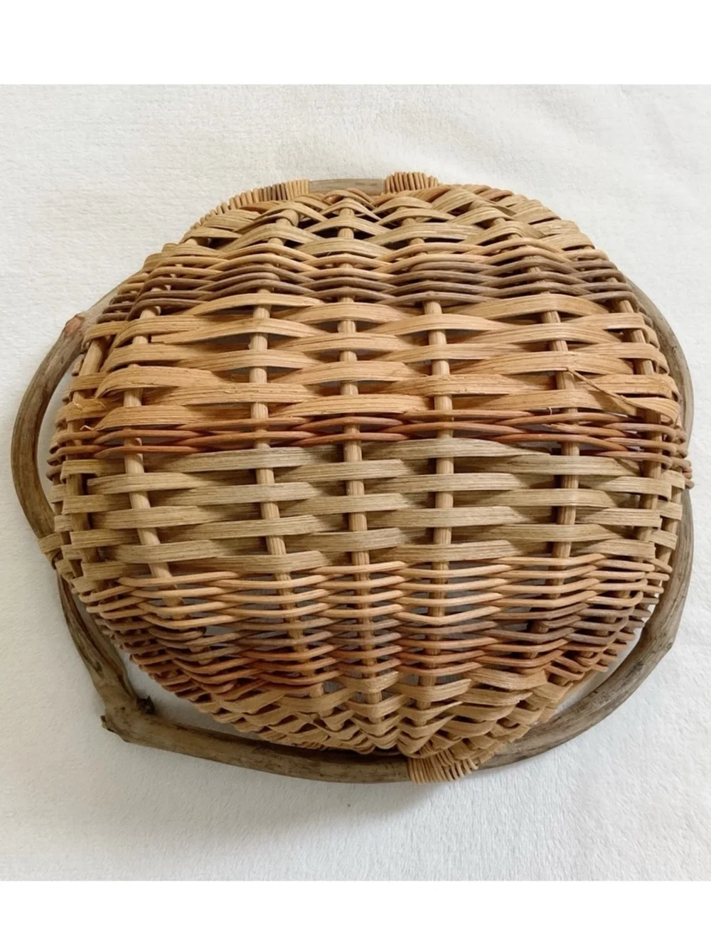 Vintage Wicker Basket Grapevine Handles Rustic Farmhouse Cottage Decor